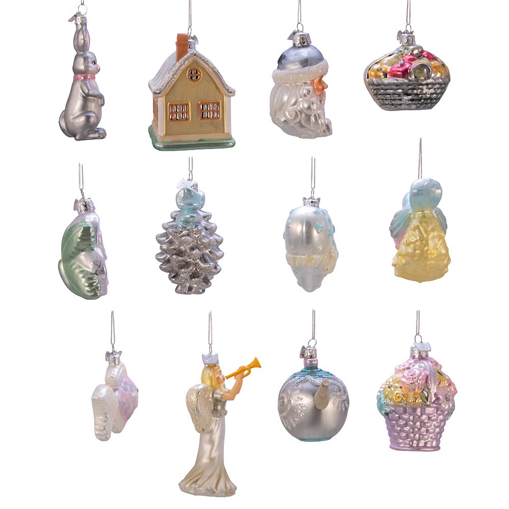 Kurt Adler 3-4.375-Inch Noble Gems™ Newlywed's Glass Tree Box, Set of 12